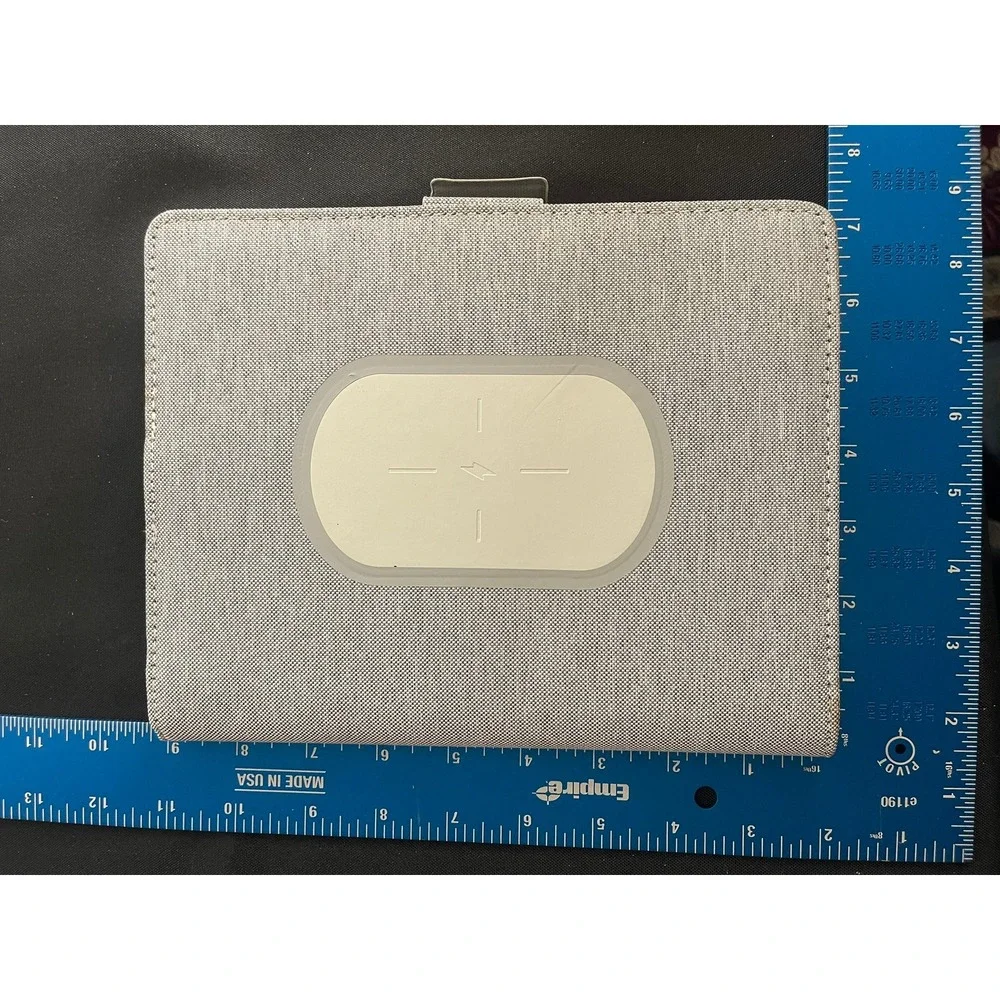 Club Rochelier Grey Tech Portfolio Wireless Charging Pad Lined Notebook Organize